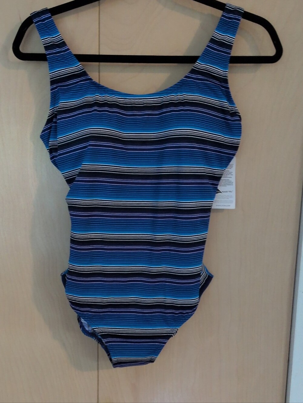 L.L. Bean Blue Striped Women's  12 One-Piece Tank Swimsuit NEW With Tags!